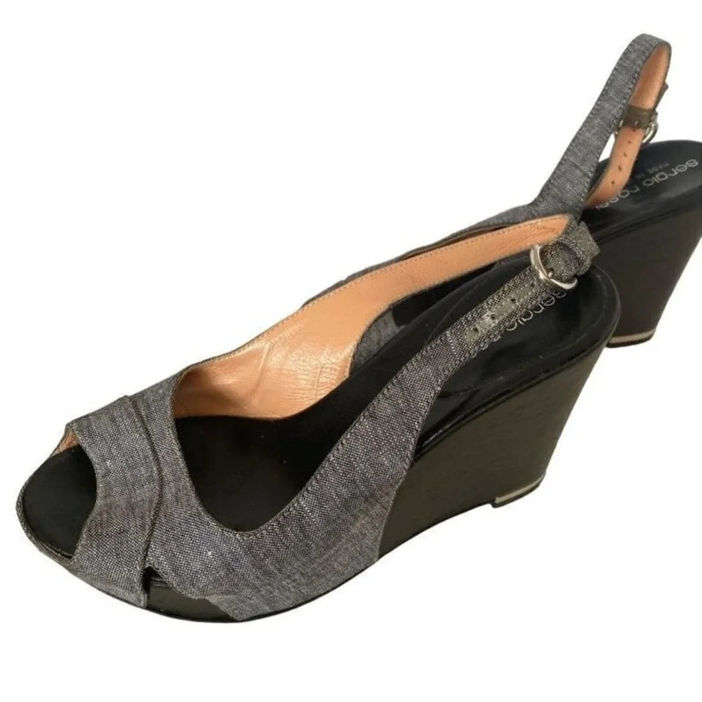 Sergio‎ Rossi sling back peep toe wedges sandals Women size 36